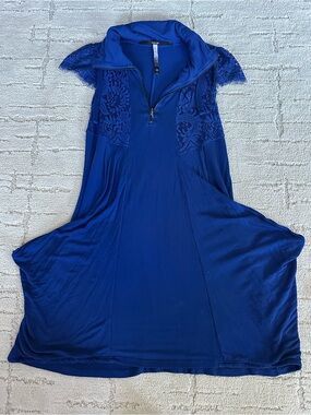 Kensie Royal Blue lace Zipper Cotton Dress Sz S